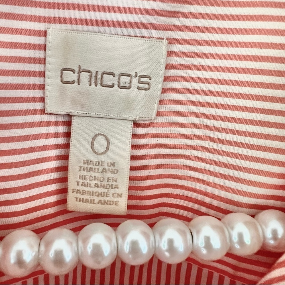 Chicos Structured Striped Button Down Tie Front T… - image 4